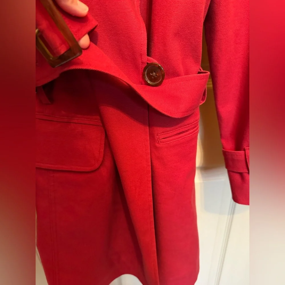 Talbots Vibrant Red Trench Coat - Picture 7 of 12